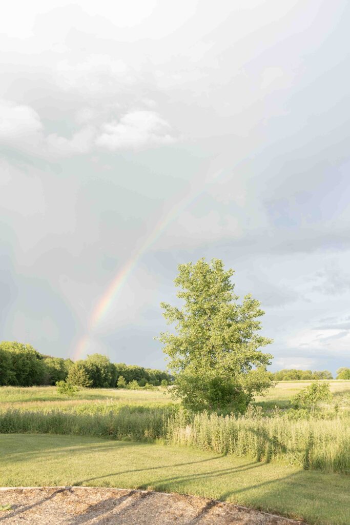 A rainbow at a park. Minnesota engagement session at Spring Lake Park in Hastings, Minnnesota.